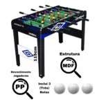 Mesa de pebolim Umbro Accuracy cor preto com bonecos de polipropileno e bolas incluídas
