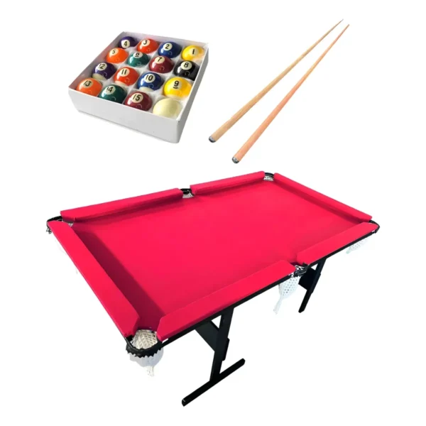 Mesa De Sinuca Bilhar Bi Nardelli 1,50x90 Mdf Completa 2 Tacos E Bolas Tecido Vermelho