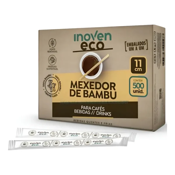 Mexedor De Café 11cm Bambu Embalado Individualmente - 500 Un Cor Madeira