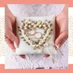 Mini Almofada Porta Aliança Flores Rose Acabamento Premium