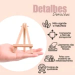 15 Mini Cavalete Flexível Madeira Cartão/foto/casamento