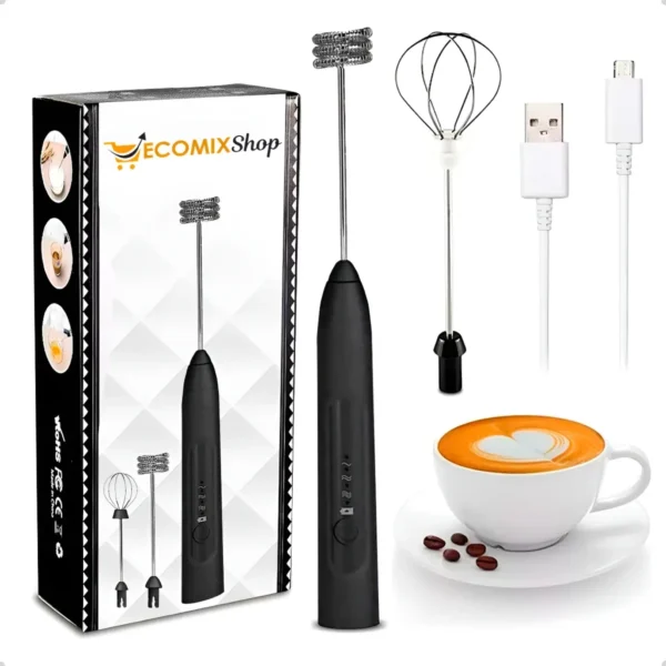 Mini Mixer Misturador de Bebidas 2 en 1 Portátil Negro Recarregável Ecomixshop