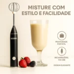 Misturador Elétrico Portátil Mini Mixer Inox Para Bebidas E Whey Recarregável Icecoorel