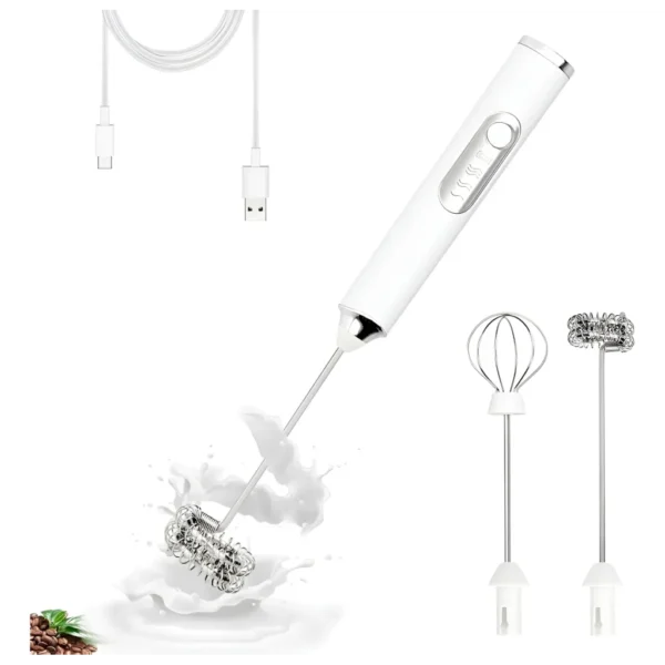 Mixer Misturador De Bebidas 2 Em 1 Inox Ovos Café Bateria Cor Branco