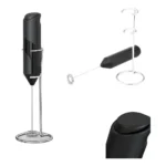 Mixer Batedor Misturador De Mão Bebidas Leite Pilha Suporte Mixer Preto