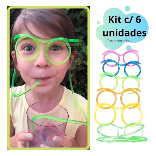 Óculos Canudo P/ Festa Lavável Tema Chaves Kit C/6 24h