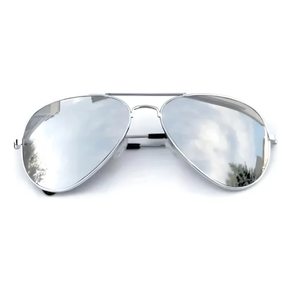 Óculos Para Fantasia Aviador Policial Espelhado Prata Festa Desenho Police