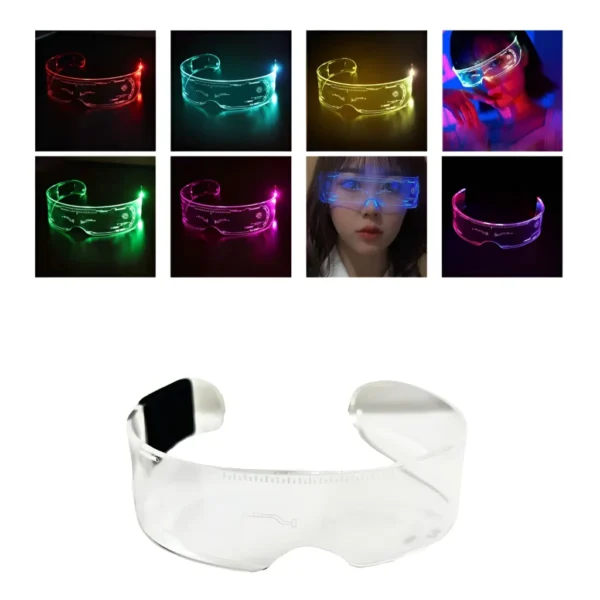 Óculos Led Neon Para Festa Cyberpunk Futurista Cosplay Cor Colorido