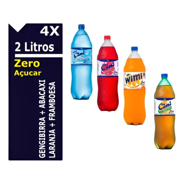 Mix 4x Refrigerante Zero Açucar Framboesa Gengibre Laranja