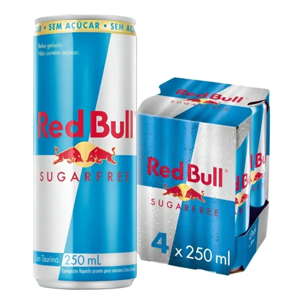 Pack de 4 latas Red Bull Energético, Sugar Free, Sem Açúcar, 250 ml cada