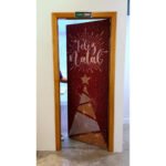Painel Capa De Porta Natal Glitter Sublimado Para Decoração 0,85x2,10m Veste Fácil