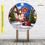 Painel Redondo De Festa Decoração De Natal Sublimado C/elástico 1,50m