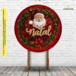 Painel Redondo Natal Decoração De Festa Papai Noel Tecido C/elástico 1,50m