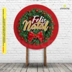 Painel De Festa Redondo Natal Decoração Em Tecido Veste Fácil 1,50m