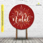 Painel Redondo Natal Decoração De Festa Em Tecido Sublimado 1,50m