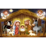 Painel De Festa Presépio Natal Em Tecido 1,5m X 1,0m