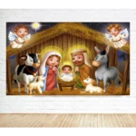 Painel De Festa Presépio Natal Em Tecido 1,5m X 1,0m
