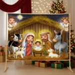 Painel De Festa Presépio Natal Em Tecido 1,5m X 1,0m