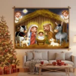 Painel De Festa Presépio Natal Em Tecido 1,5m X 1,0m