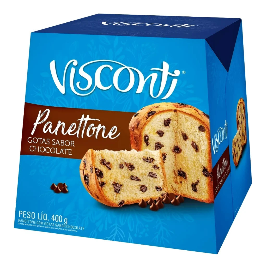 Panettone com Gotas de Chocolate Visconti Caixa 400g Panettone com Gotas de Chocolate Visconti Caixa 400g