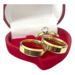 Par Aliança Namoro Casamento Anatômica 6mm + Anel E Caixinha