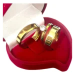 Par Aliança Namoro Casamento Anatômica 6mm + Anel E Caixinha