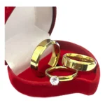 Par Aliança Namoro Casamento Anatômica 6mm + Anel E Caixinha
