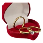 Par Aliança Anatômica Namoro 3mm Chanfrada + Anel Caixinha