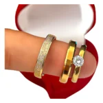 Par Aliança Namoro Compromisso Casamento 4mm + Caixinha Anel