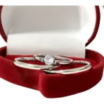 Par Aliança Compromisso Namoro Prata 2mm + Caixinha Anel