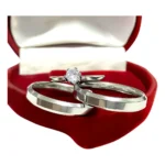 Par Alianças Namoro Prata 4mm Fina + Caixinha Solitário
