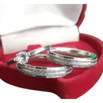 Par Alianças Namoro Compromisso Prata 4mm C/ Anel Solitário