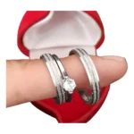 Par Alianças Namoro Compromisso Prata 4mm C/ Anel Solitário