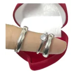 Par Aliança Namoro Compromisso Prata Anatômica 4mm + Anel