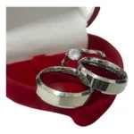 Par Aliança Namoro Compromisso Prata 6mm + Caixinha Anel