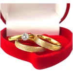 Par Aliança Namoro Compromisso Casamento +caixinha Solitário