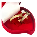 Par Aliança Namoro Compromisso Casamento +caixinha Solitário