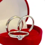 Par Aliança Prata Namoro Compromisso 4mm Chanfrada E Anel