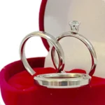 Par Aliança Prata Namoro Compromisso 4mm Chanfrada E Anel