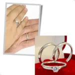 Par Aliança Prata Namoro Compromisso 4mm Chanfrada E Anel