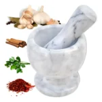 Pilão De Marmore Com Socador De Alho E Temperos De Cozinha Cor Cinza