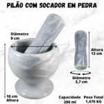 Pilão De Marmore Com Socador De Alho E Temperos De Cozinha Cor Cinza