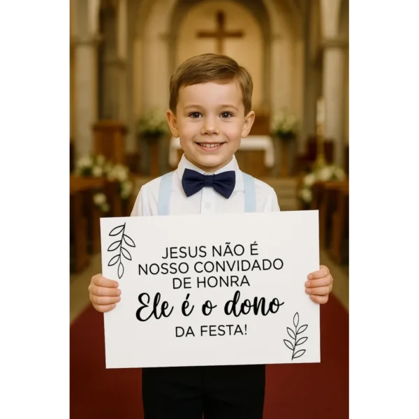 Placa De Casamento Entrada Jesus Convidado Dono Mdf 20x30