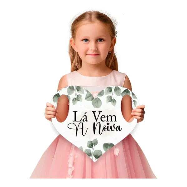 Placa La Vem A Noiva Corte Premium Daminha Casamento Mdf