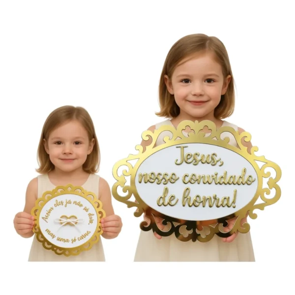 Placa Pajem E Porta Aliança Jesus Nosso Convidado De Honra