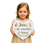 Placa Pajem Jesus Nosso Convidado De Honra Espelhado Coração