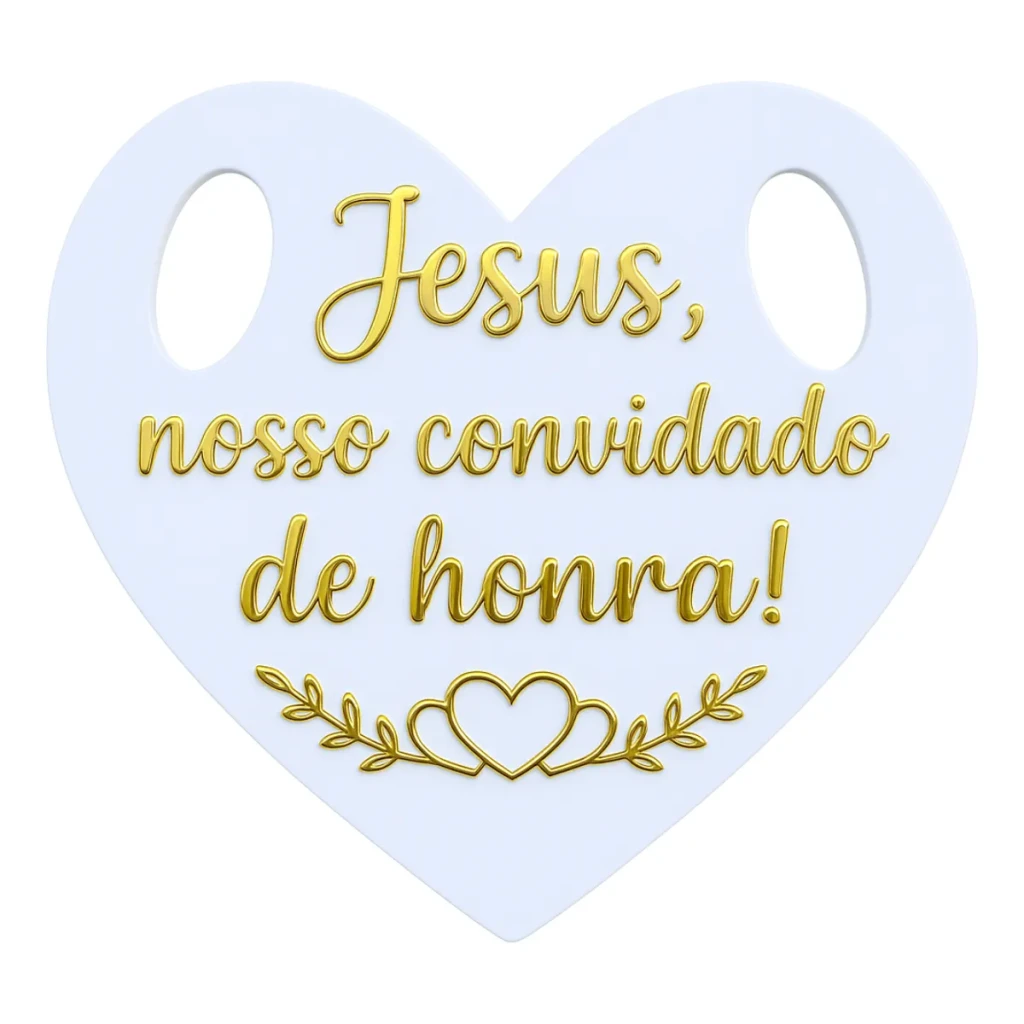 Placa Pajem Jesus Nosso Convidado De Honra Espelhado Coração Placa Pajem Jesus Nosso Convidado De Honra Espelhado Coração