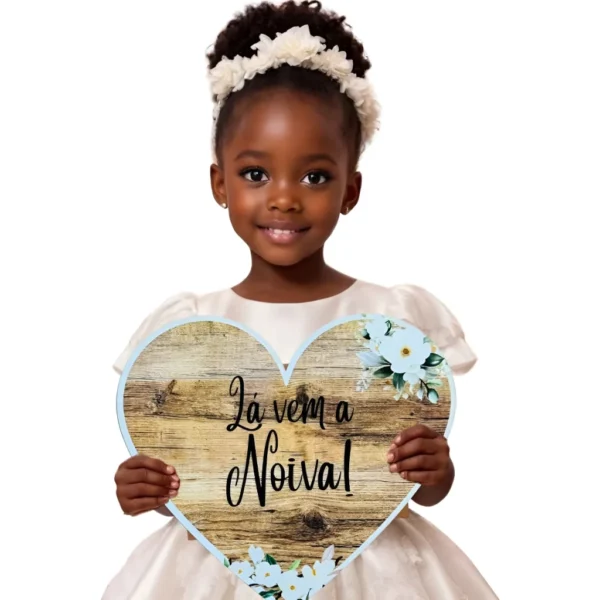Plaquinha De Casamento Lá Vem A Noiva Coração Adesivada