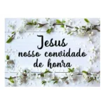 Plaquinha De Casamento Noiva Flores Brancas Jesus Nosso Conv
