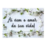 Plaquinha De Casamento Noiva Flores Brancas Aí Vem O Amor